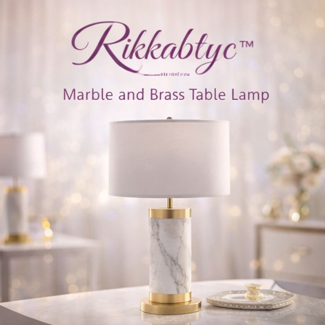 Rikkabtyc™ Marble and Brass Table Lamp, marble table lamp, brass lamp, luxury lighting, home lighting, modern table lamps