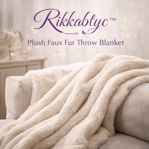 Rikkabtyc™ Plush Faux Fur Throw Blanket, faux fur throw, luxury blanket, cozy throw, soft blanket, modern home decor